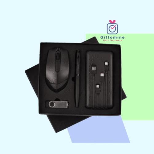 TechPro 4-in-1 Gift Set – Wireless Mouse, 10,000mAh Power Bank, 16GB Pendrive & Metal Pen