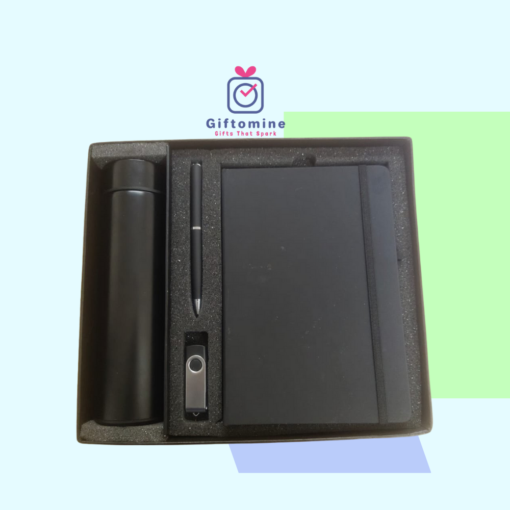 Company Culture Presentation (1000 x 1000 px) (22) Modern- 4-in-1 Gift Set – Diary, Smart Temperature Bottle, 16GB Pendrive & Metal Pen - Image 1