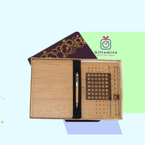 Premium Wooden Finish 3-in-1 Gift Set – Diary, Calendar & Pen