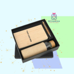 Eco-Premium 3-in-1 Gift Set – Diary, Metal Pen & Wooden Glass Bottle